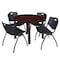 Kee Kee Round Table & Chair Set, Wood, Metal, Plastic Top, Mahogany TB36RNDMHBPBK47BK - alternate 1